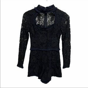 ALEXIS black and navy lace romper size xs!